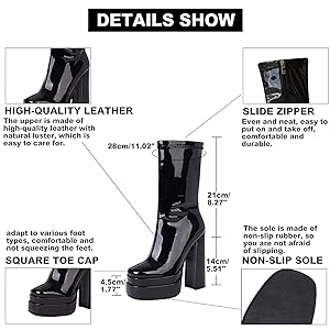 Amazon.com | VOMIRA Platform Mid Calf Boots Womens Square